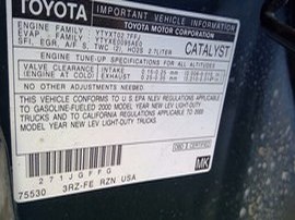 2000 TOYOTA TACOMA GREEN SR5 EXT CAB 2.7 AT 2WD.  Z24847